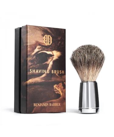 Benjamin Barber Classic razor brush chrome - razor brush with steel handle which ensures a pleasant and gentle shave - razor brush carpet - Reiserasier brushes - RASIER brushes Really made of wood