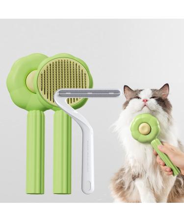 ABSOB Pets brush self -cleaning cat brush dog brush to remove loose hair for cats and dogs with short medium and long hair (green) Green Comb + White Hair Removal Brush