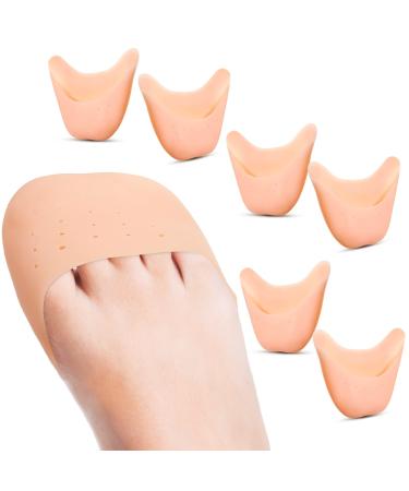 6 Pcs Toe Covers Toe Protectors for Women Silicone Toe Pouches Gel Pads Pointe Shoes Protectors Gel Sock Pads Ballet Dance Toe Caps with Breathable Hole for Ball of Foot Metatarsal(Beige)