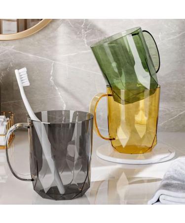 Buy SUREK Countertop Transparent Toothbrush Holder - Gray Plastic Bathroom Cup Organizer with Handle for Home | International Shipping Available - Buy Online on GoSupps.com