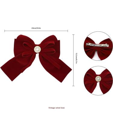 ALLY-MAGIC Bow Hair Clips Large Red Bowknot Hairpin Christmas Velvet Hair Bow Clips French Hair Barrettes Accessories for Women Girls Birthday Party Christmas Gifts Y4SRHDJ - Buy Online on GoSupps.com