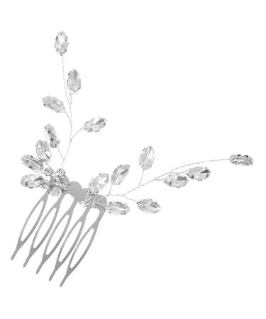 minkissy Small Side Comb Wedding Hair Accessories Tiara Wedding Hair Comb Hair Accessories for Wedding Bridal Hair Side Comb Bride Rhinestones Zinc Alloy Little Plum Blossom