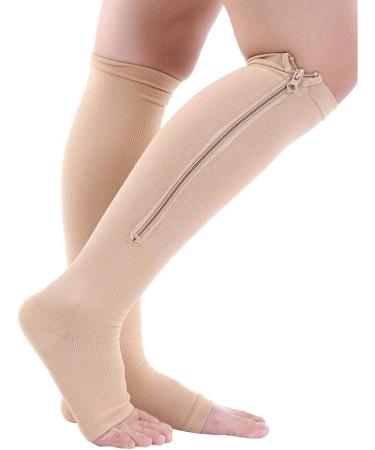 Compression Socks for Men & Women | Sport Calf Support for Varicose Veins Relief | Ideal for Running Travel Nurses & Edema (L/XL - Naked) - Buy Online on GoSupps.com