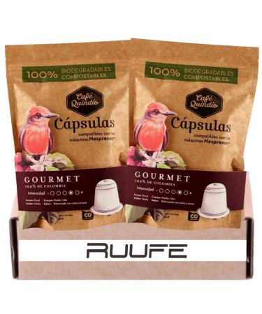 Cafe Quindio Coffee Pods/Capsules 5.5g (2 pack 20 total) Arabic Colombian Roasted Coffee Single State Coffee compatibles with original machines. (Gourmet 20 Pods)