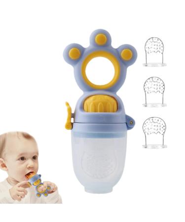 Baby feeder made of silicone - removable newborn fruit dispenser made of silicone with 3 riflers portable food dispenser for the relief of the teething of babies and the safe blue
