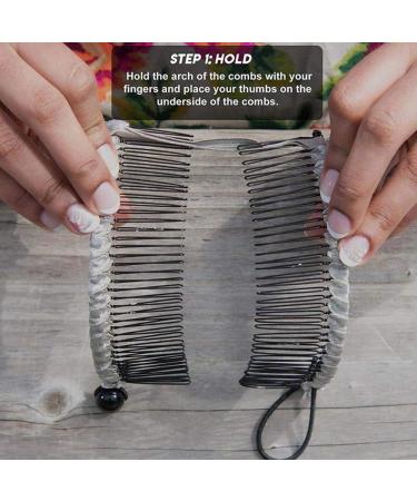 Ispchen Vintage Bananas Hair Clip Set | 2-Piece Stretch Hairpins for Thick Wavy Hair | Stylish Accessories for Women & Girls - Black - Buy Online on GoSupps.com