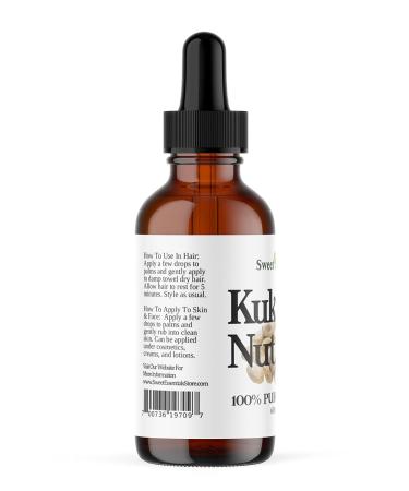 100% Organic Kukui Nut Oil - Imported from Hawaii | 2oz Glass Bottle with Dropper | Natural Moisturizer for Skin Hair & Face | Sweet Essentials - Buy Online on GoSupps.com
