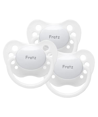 Name pacifier - NIP pacifier with name - silicone size 2 - white - set of 3