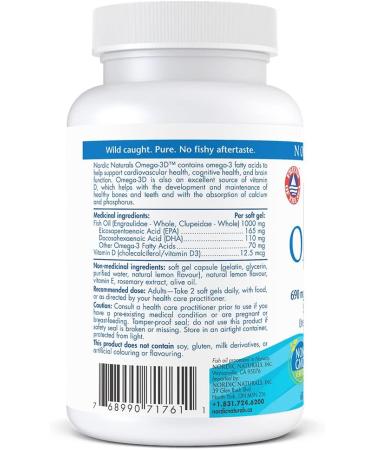 Nordic Naturals Omega-3D Lemon - Supports Cognition Immune Cardiovascular Health and Added Bone Support 60 Count - Buy Online on GoSupps.com