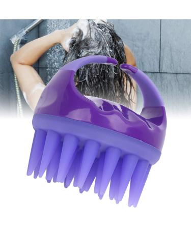 Head massager brush manually head massager silicone scalp massage brush cleans hair root shampoo brush for scalp care hair cleaning (purple)
