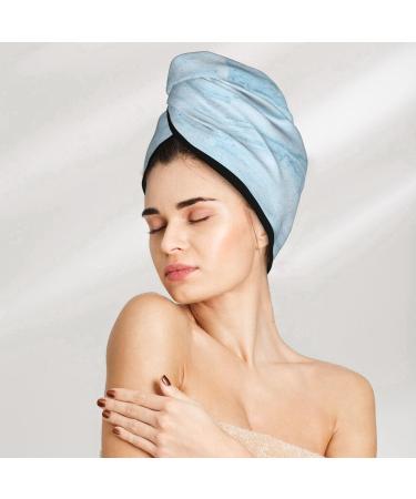 Hair Towel Wrap | Quick-Dry Hair Drying Towel Turban | Blue Marble Button Design - Buy Online on GoSupps.com