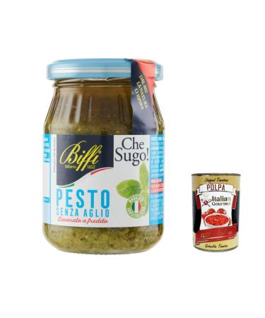 Italian Gourmet E.R. Biffi Pesto alla genovese senza agli 100 % v g tale sauce pesto sans ail 190 g de sauce + polpa gourmet italien 400 g
