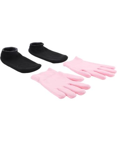 Pink Gloves Black Socks Moisturizing Spa Set Gel Essential Oil for Soft Hands Feet - Buy Online on GoSupps.com