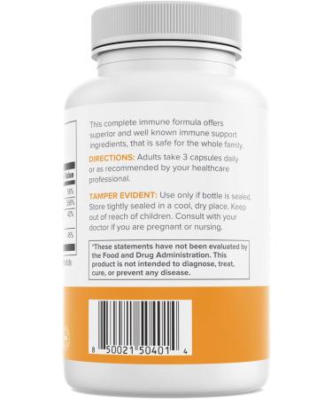 Pure Prescriptions Immune Support Supplement - Vitamin C, D, Zinc, A - 4-in-1 Immune Booster - 60 Veg Capsules - Buy Online on GoSupps.com