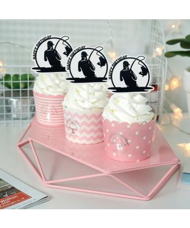 Funny Fishing Birthday Cupcake Topper 24Pcs Fisherman Birthday Cupcake Decorations Outdoor Gone Fishing Themed Party Supplies For Men Women Birthday baby shower Retirement - Buy Online on GoSupps.com