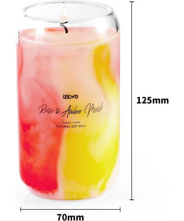 IZIDDO Extra Strong Scented Candles - Rose & Musk | 80 Hour Burn Time | Handmade Tie-Dye Home Decor Gifts for Women | 11.5oz Red Marble Candle - Buy Online on GoSupps.com