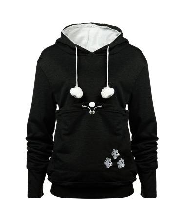 YYW Womens Pet Hoodies Pullover Sweatshirt Oversized Cat Hoodies Pet Holder Cat Dog Pouch Carriers (Black,Large) Large Black - Buy Online on GoSupps.com