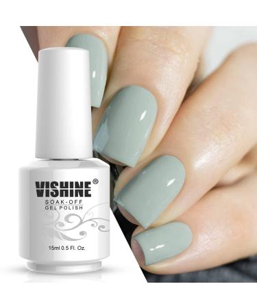 Vishine Gel Nail Polish 15ml Soak Off UV LED Gel Polish Varnish Nail Art Long-Lasting DIY Salon - Sage 0.5 OZ