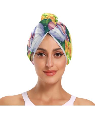 St. Patrick Dwarf Flowers Hair Towel 2 Pack Super Absorbent Hair Drying Towel Quick Dry Hair Turbans Head Towel with Button Twisty Wrap for Women Girls