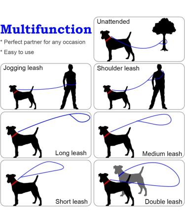 Adjustable Dog Leash 2.6m | Reflective Multifunctional Nylon for Walking Running & Training - Blue & Gray (L: 1.2 x 260 cm) - Buy Online on GoSupps.com