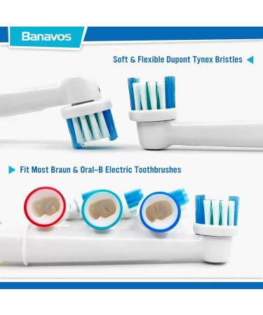 Banavos Replacement Toothbrush Heads Classic Round Brush Heads Replacement Refills Compatible with Braun Oral B Electric Rechargeable Toothbrushes 12 Pack with 4 Hygienic Caps 12 Pieces White - Buy Online on GoSupps.com