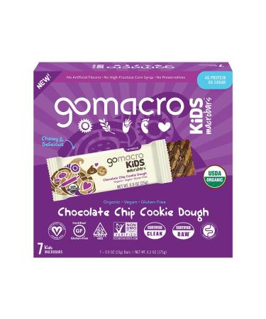 GoMacro Kids MacroBar Organic Vegan Snack Bars - Chocolate Chip Cookie Dough (0.90 Ounce Bars, 7 Count)