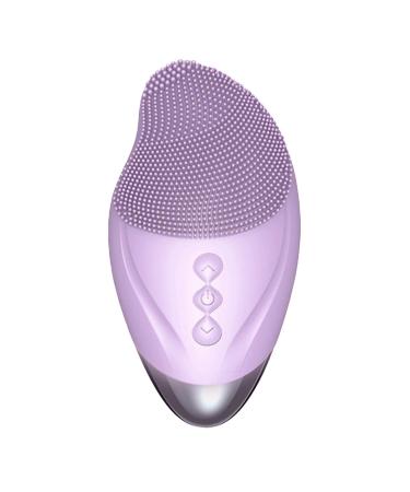 Face Cleansing Brush - Soft Silicone Face Scrubber - Vibrating Waterproof Rechargeable Simple Skin Care Tools for Enhances Absorption of Facial Skin Care Products Purple (English)