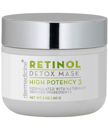 Retinol Detox High Potency Mask 3% Blend for Face | Natural & Organic Botanical Plant Extracts | Clarifying & Soothing for Skin that Looks Clearer Feels Smoother Oil Control Rinse Off Mask