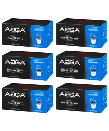 Caf Agga - Decaffeinato Coffee Pods - Medium Roast Coffee - 100% Arabica - Recyclable - Swiss Method - Keurig & K-Cup Compatible Pods - 2/5 Intensity - 96 Cups Coffee - 6 Boxes of 16 Pods (96 Pods)