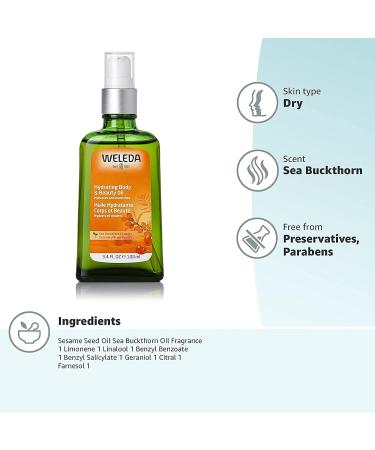 Weleda Hydrating Sea Buckthorn Body and Beauty Oil - 3.4 fl oz | Plant-rich Formula with Sesame Oils - Buy Online on GoSupps.com