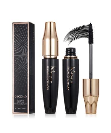 GECOMO Black Mascara Volume and Length  Cruelty Free & Gluten Free. Lash Conditioning  Strengthening  Lengthening Mascara  Volumizing Mascara Eye Makeup 0.33 Fl Oz (Pack of 1) Classic Black