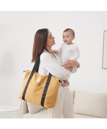 SONARIN Large Capacity Waterproof Baby Nappy Changing Tote Bag - Stylish Satchel Messenger Bag with Stroller Straps & Changing Mat Yellow - Buy Online on GoSupps.com