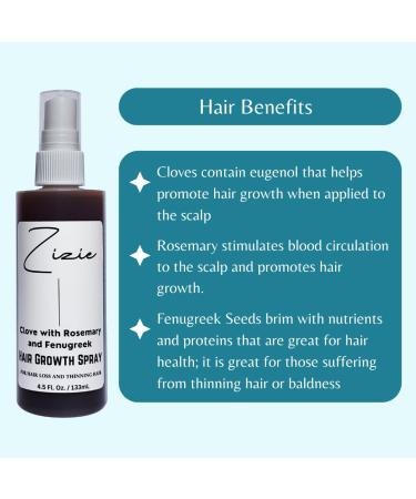Zizie Clove Hair Growth Spray Thickening & Strengthening Formula with Rosemary Fenugreek Aloe Vera Oregano & Hibiscus for Men & Women - Buy Online on GoSupps.com