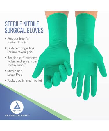 Dynarex Sterile Nitrile Surgical Gloves 6 Mil, Size 6, Powder-Free, Puncture-Resistant - Case of 200 Pairs - Buy Online on GoSupps.com