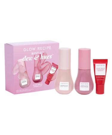 Glow Recipe Watermelon Glow Skin Care Set Best of Dews & Hues - Full Size Niacinamide Dew Drops Full Size Dewy Flush Watermelon Blush & Full Size Glass Balm Lip Treatment (3 Count)