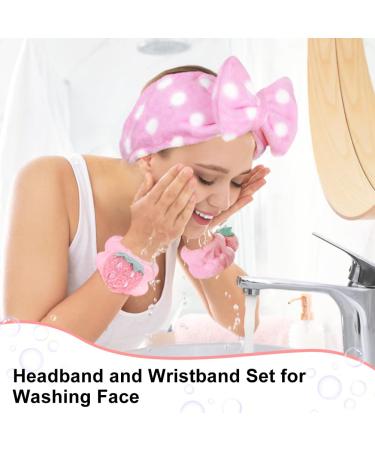Shintop 6 Pcs Face Wash Headband and Wristband Set - Spa Headband & Absorbent Wrist Towels for Face Washing, Skincare, and Makeup - Pink+Light Blue - Buy Online on GoSupps.com