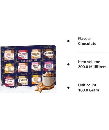 Hot Chocolate Selection Gift Set - 12 Assorted Flavours in Cookies n Creme Rocky Road Berries Cherries & Marshmallows - 400g | Perfect Christmas Gift for Men, Women, Her, Him - Buy Online on GoSupps.com