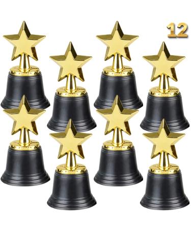 Bedwina Star Trophy Awards - Pack of 12 Bulk - 4.5 Inch, Gold Award Trophies for Kids Party Favors, Props, Rewards, Winning Prizes, Competitions for Kids and Adults