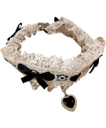 OralGos Black Lace Bowknot Neck Chain Charm Necklace - Sparkling Heart Pendant with Diamonds for Fashion Lovers - Buy Online on GoSupps.com