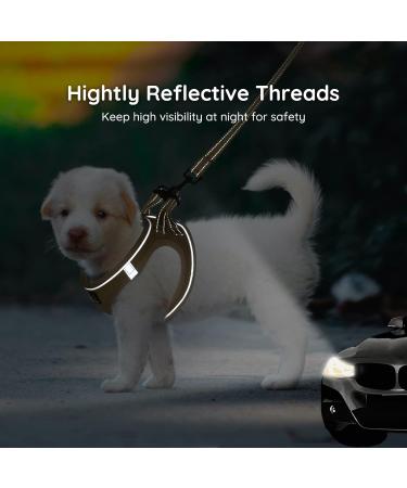 Shop Bella & Pal Dog Harness for Small Dogs - Breathable Air Mesh Anti-Train Reflective Leash Included | XS Khaki - Buy Online on GoSupps.com