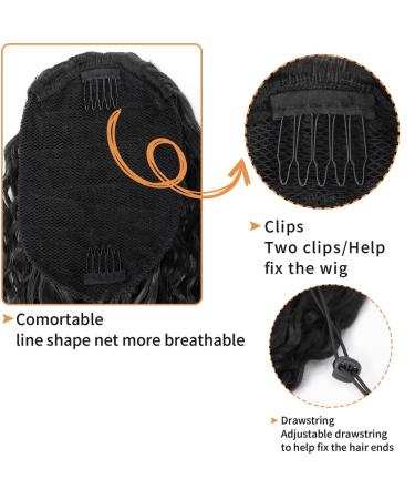 Curly Drawstring Ponytail Extension 28 Inch - Water Wave Synthetic Hair for Black Women - Buy Online on GoSupps.com