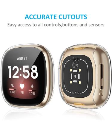 [3 Pack] Tensea Compatible with Fitbit Versa 3 / Sense Screen Protector Case  Soft TPU Bumper Full Around Fit bit Versa3 Sense Cover Protective Accessories (Clear/Clear/Clear  3) Clear/Clear/Clear 3 - Buy Online on GoSupps.com