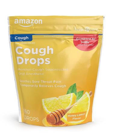 Amazon Basic Care Honey Lemon Cough Drops 160ct (Previously SoundHealth)