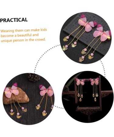 Beavorty 2 Pairs hanfu butterfly headdress kids kimono hair accessories hairpin with tassel hair barrettes tassel hair clips hanfu hair clip metallic hair clips alloy decorate girl child - Buy Online on GoSupps.com
