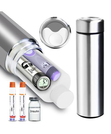 Bogush 60H Insulin Pens Cooler Travel Case Medication Cooler for Travel TSA Approved Medicine Cooler Medical Diabetic Travel Cooler Bag Epipen Carry Case (Silver)