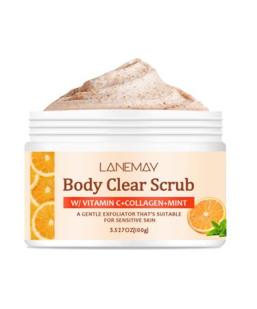Orange Vitamin C Body Scrub for Face and Body, Deep Exfoliating, Moisturizing, Smoothing & Softening Strawberry Skin for Men and Women