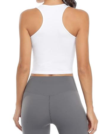 Women's Sports Crop Tank Tops 3-Pack - Racerback Workout Tanks for Running Yoga Gym - Black White Grey - Medium Size - Buy Online on GoSupps.com
