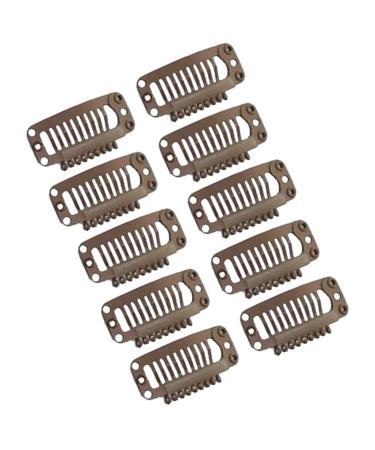 Perfeclan Set of 10 Brown 32mm Weft Clips for Hair Extensions - Durable Wig Clips for Easy Styling - Buy Online on GoSupps.com