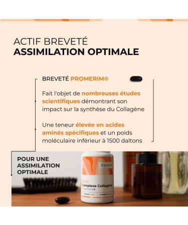 Patented Hydrolyzed Marine Collagen Complex - Cuure - 45 Days - 45 Capsules - Omega 3 Vitamin C E and Astaxanthin - 1500 Dalton - Skin - Made in France - Buy Online on GoSupps.com
