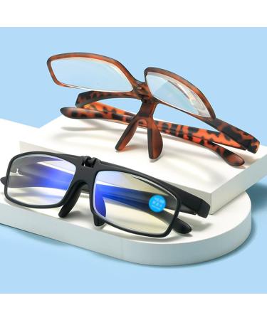 Blue Light Blocking Reading Glasses For Women Men Trendy Flip Cover Readers Anti Eyestrain Glasses(Couleur:Tortoiseshell Grandeur:1.5x) - Buy Online on GoSupps.com